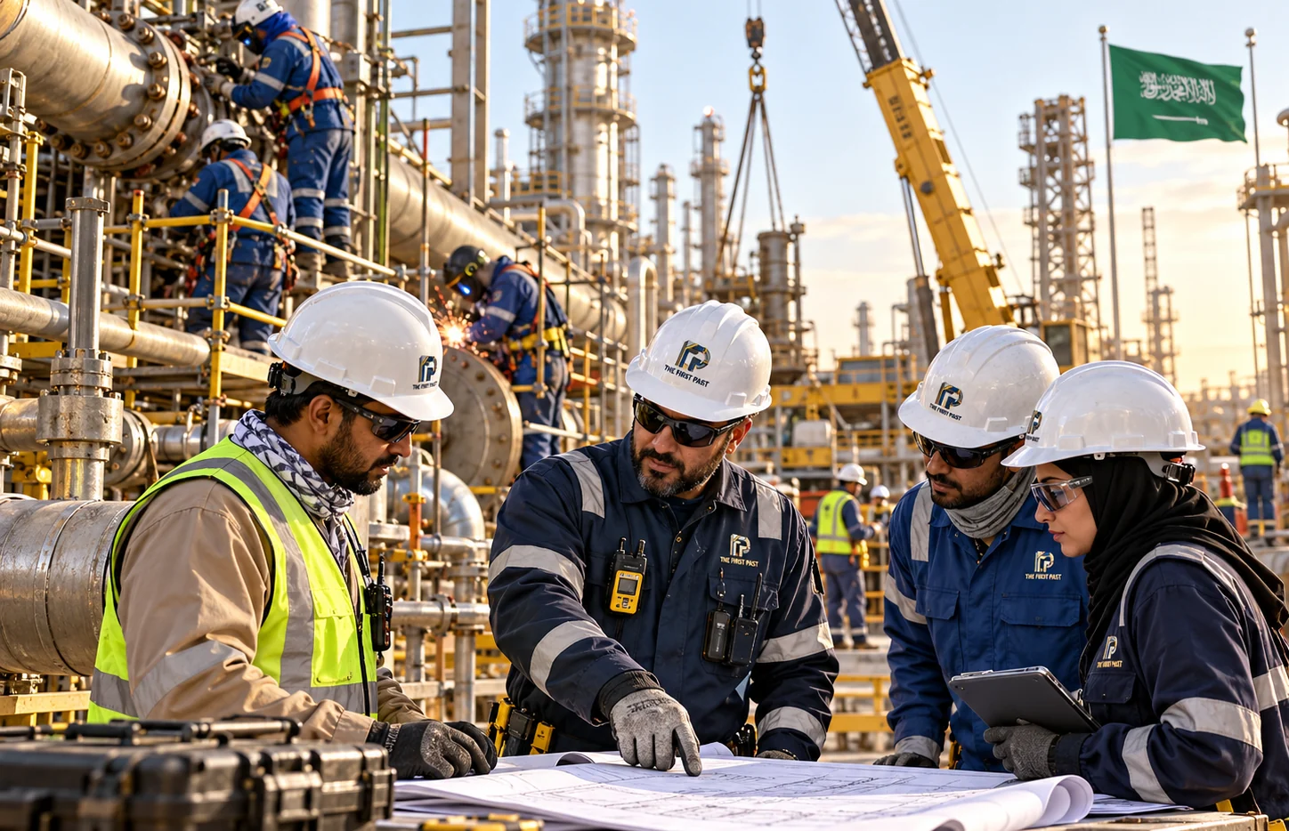 Industrial team in a refinery
