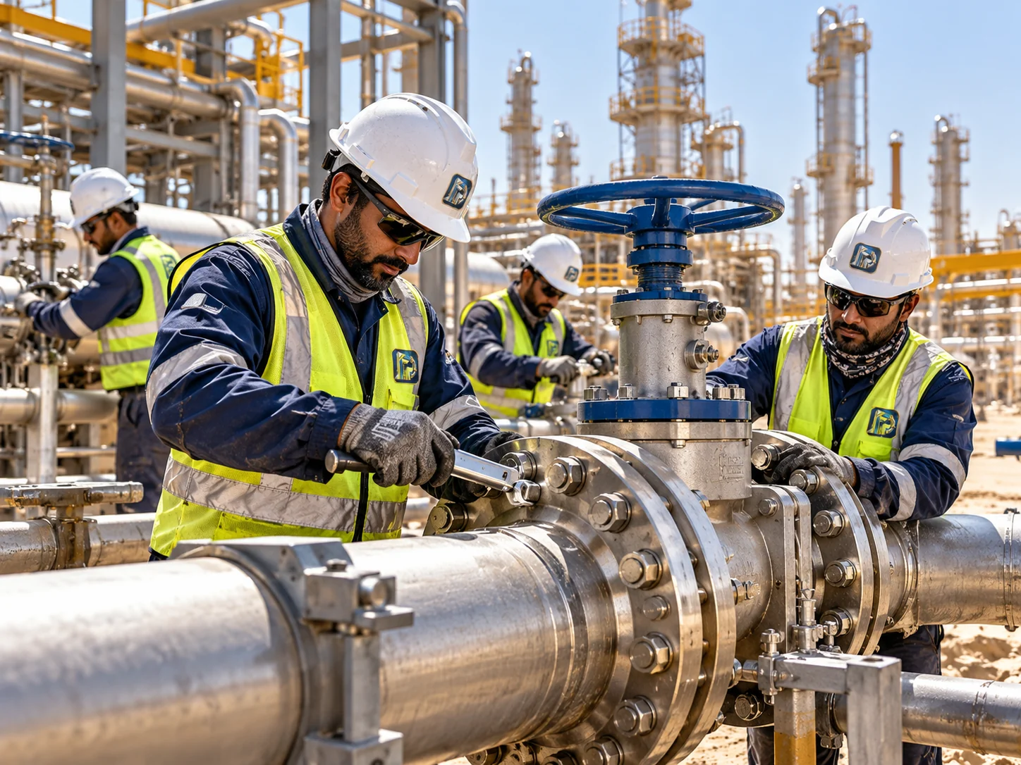Industrial pipeline maintenance team